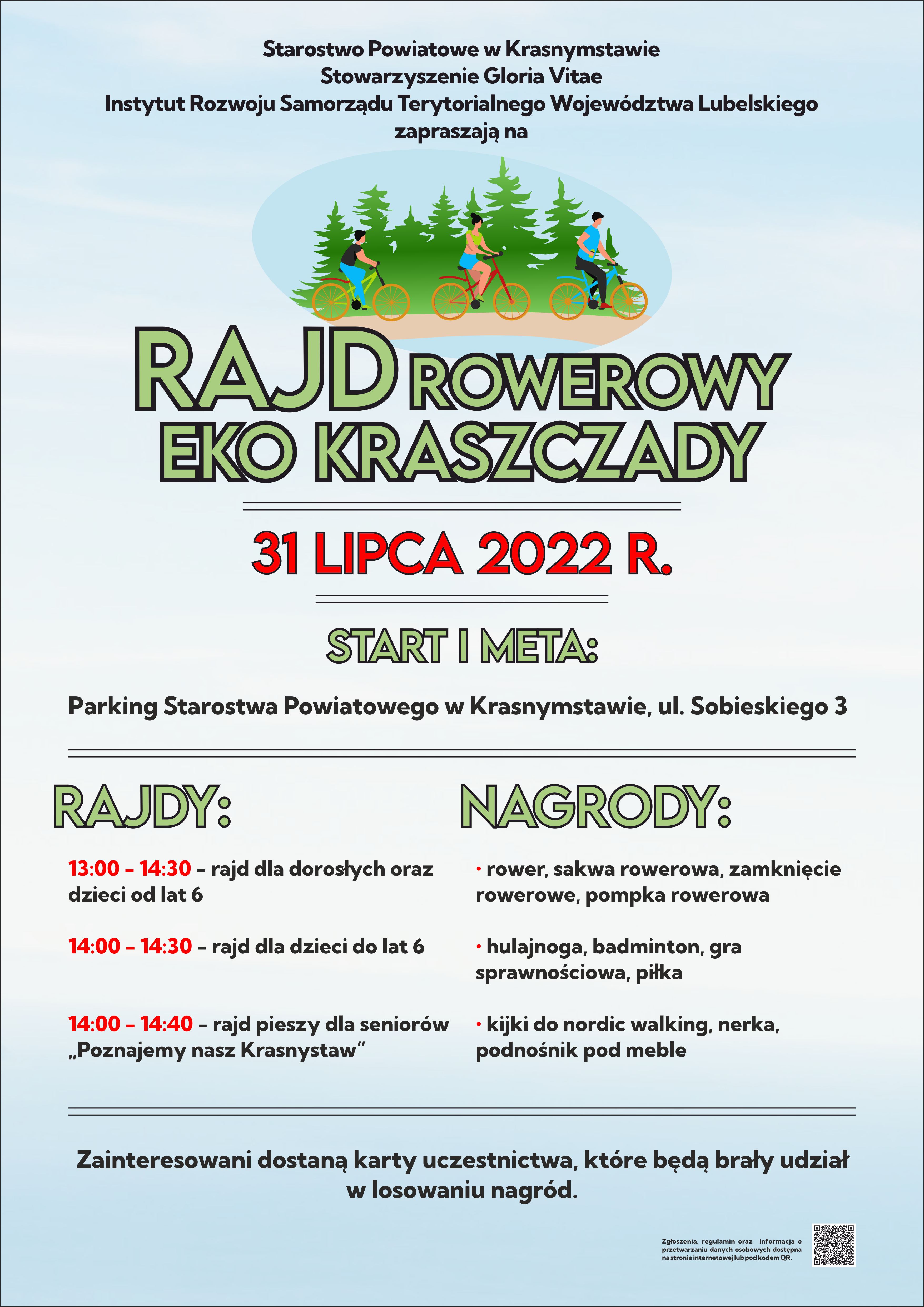 plakat, rajd rowerowy, Krasnystaw, 31.07.2022