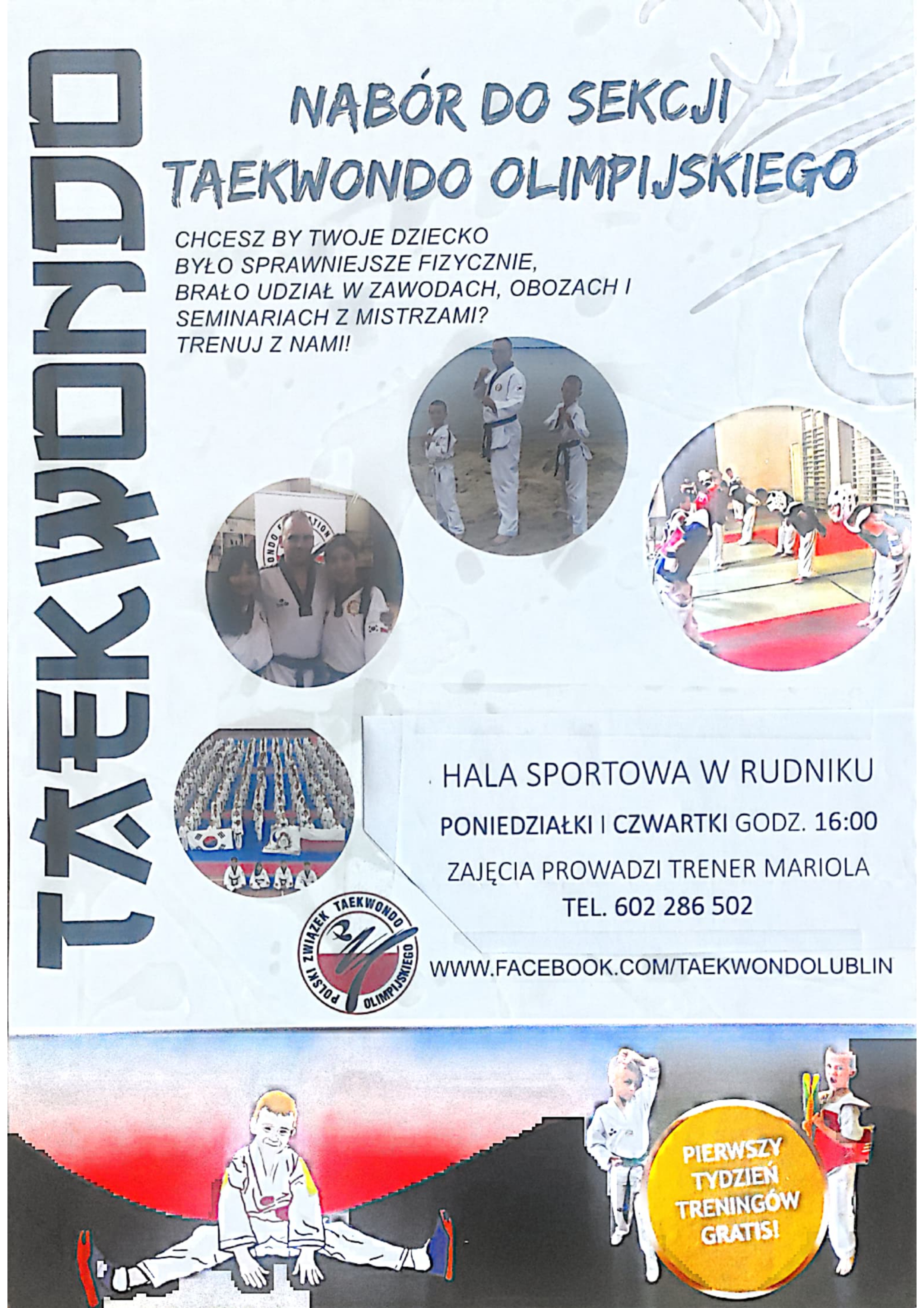 plakat zajęcia tekwondo