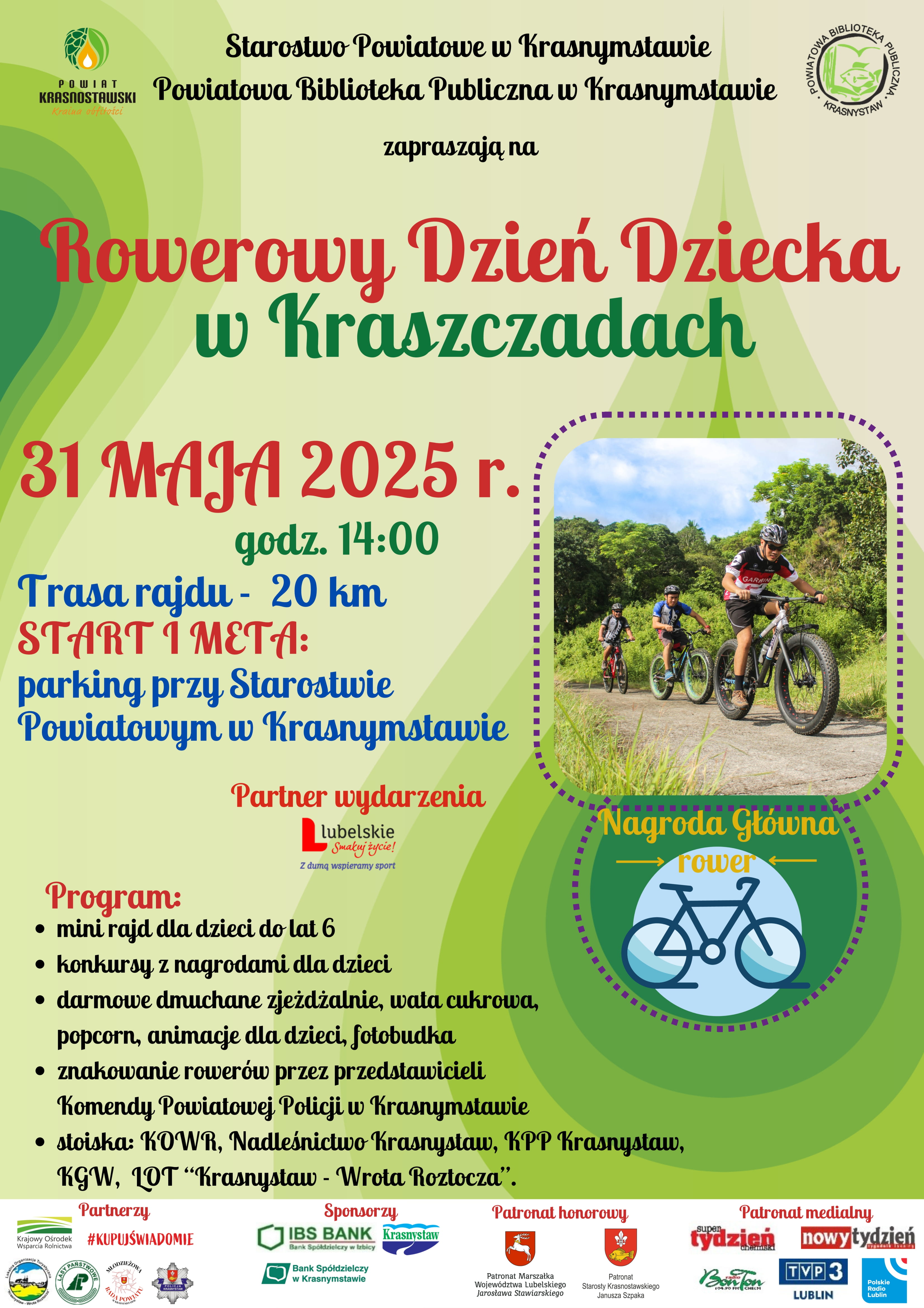 Starostwo Powiatowe w Krasnymstawie - zaproszenie na „Rowerowy Dzień Dziecka w Kraszczadach”